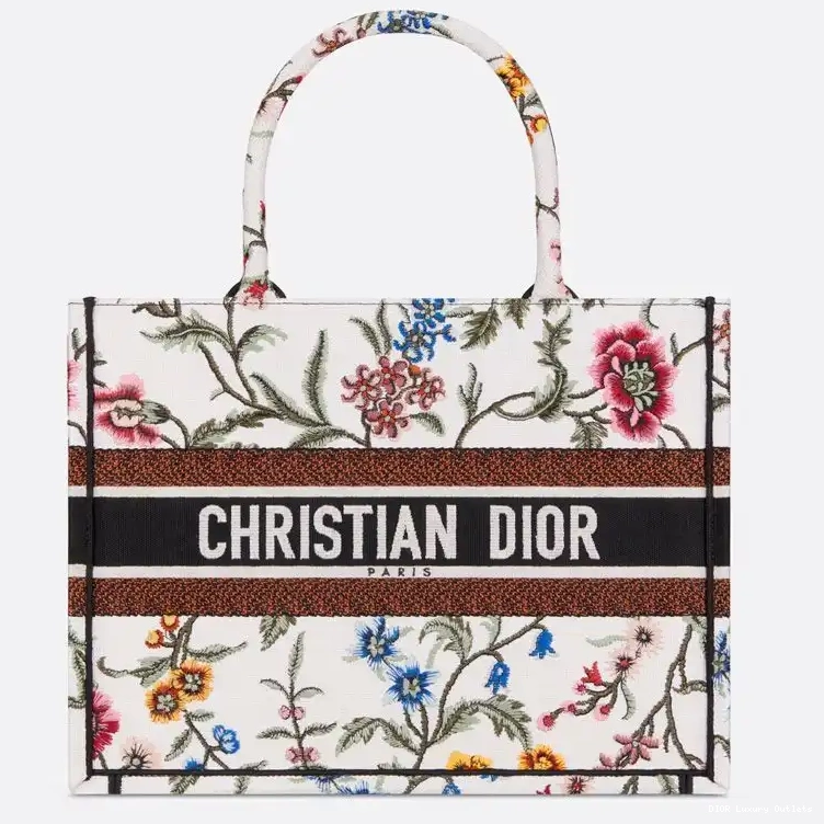 Motif Book Petites White Tote Dior Fleurs Canvas 0510 Luxury